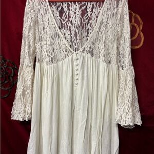 Umgee Ivory Lace Button-Front Tunic